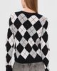 LISA YANG LISA YANG Antoni Cashmere Argyle Sweater Black/Cream/DoveGrey/DeepPlum - 3