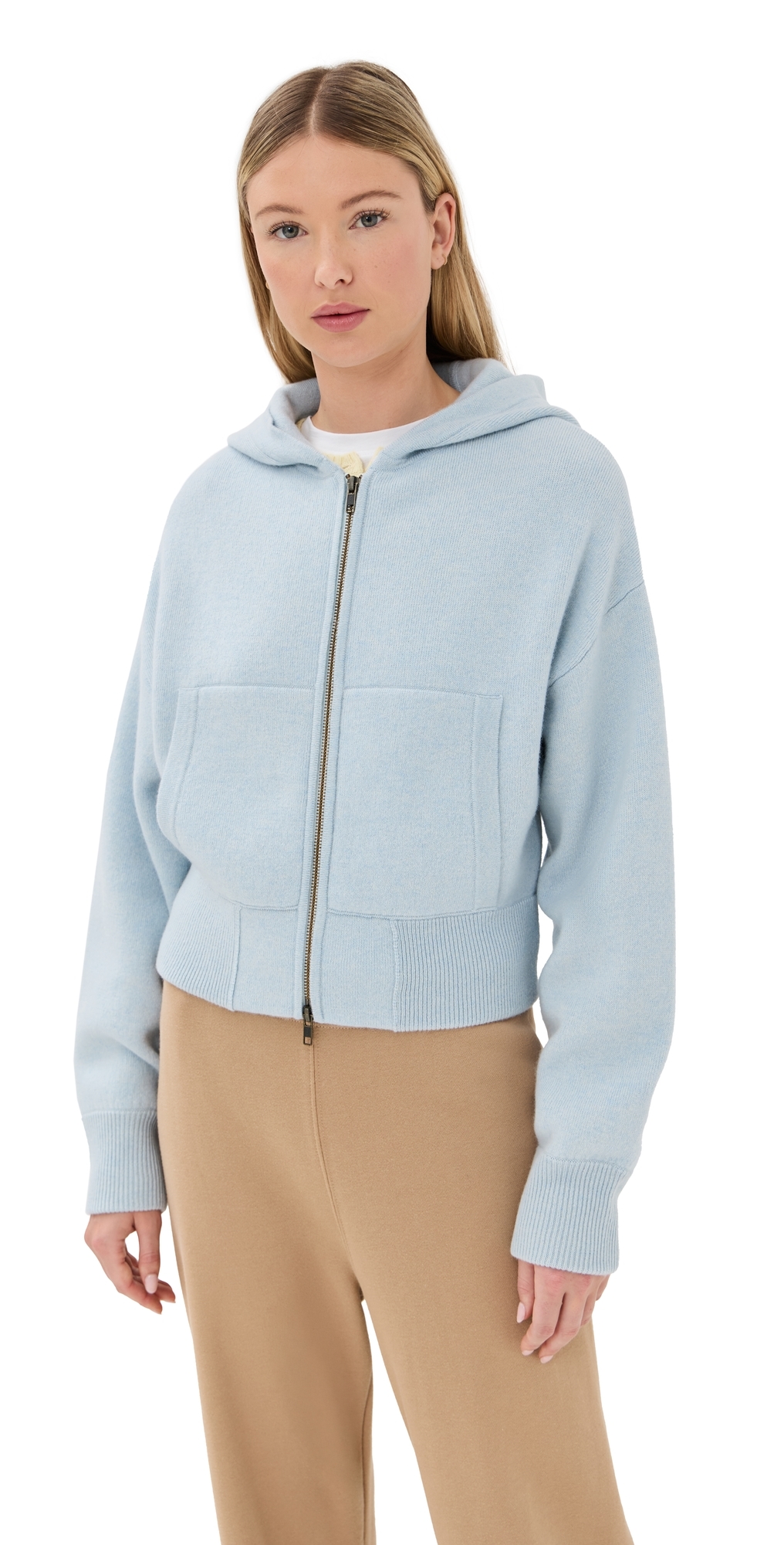 LISA YANG - Lilia Hooded Zip Cashmere Cardigan Horizon Blue