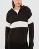LISA YANG LISA YANG Mavis Quarter Zip Cashmere Sweater Dark Oak/Cream - 2