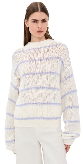 LISA YANG LISA YANG Sabelle Striped Cashmere Sweater Cream/Soft Lavender/Sea Breeze