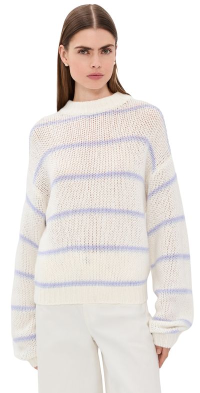 LISA YANG LISA YANG Sabelle Striped Cashmere Sweater Cream/Soft Lavender/Sea Breeze