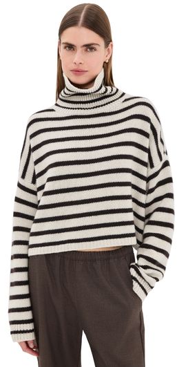 LISA YANG LISA YANG Zerlina Striped Cashmere Sweater Oyster/Dark Oak Stripes