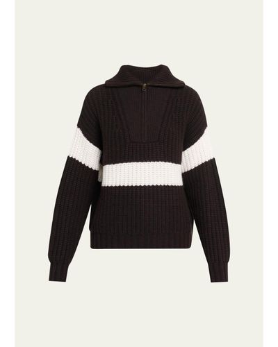 Lisa Yang Mavis Stripe Cashmere Rib Quarter-Zip Sweater