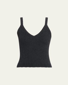 Lisa Yang Suni Scalloped Cotton-Cashmere Rib Tank Top