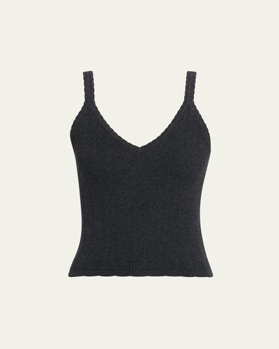 Lisa Yang Suni Scalloped Cotton-Cashmere Rib Tank Top