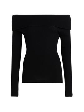 Lisa Yang Women's Claudina Cotton-Cashmere Off-the-Shoulder Top