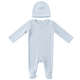 Little Fragile Little Fragile Boy Flower Pointelle Scalloped Edge Romper and Hat Set
