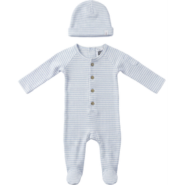 Little Fragile Little Fragile Boy Stripe Rib Front Button Opening Matching Hat Romper Set