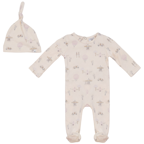 Little Fragile Little Fragile Carrousle Organic Cotton Blend Snap Closure Hat Romper