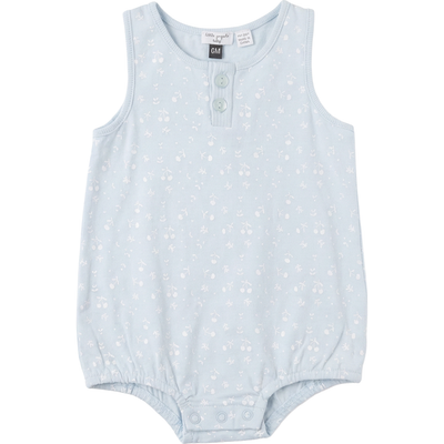 Little Fragile Little Fragile Cherry Leaf Modal Jersey Front Placket Romper
