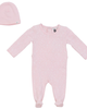 Little Fragile Little Fragile Cherry Leaf Scalloped Binding Elastic Ankle Romper & Hat Set - 1