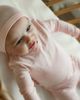 Little Fragile Little Fragile Cherry Leaf Scalloped Binding Elastic Ankle Romper & Hat Set - 2