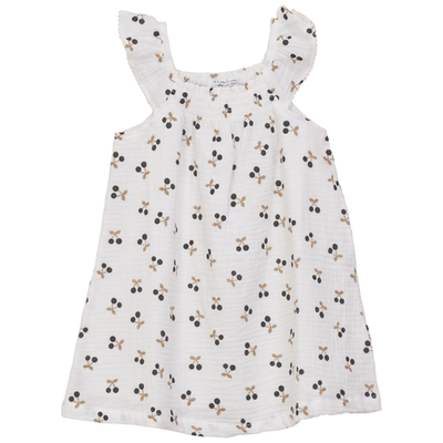 Little Fragile Little Fragile Crinkle Woven Cherry Ruffle Strap Jumper Dress