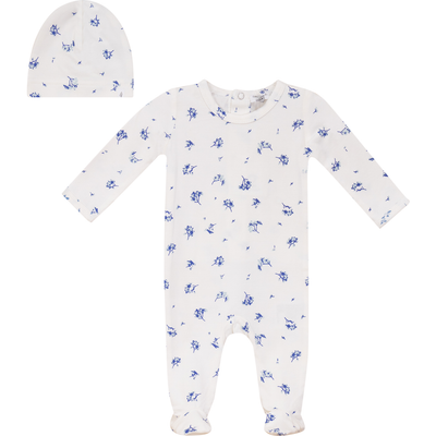 Little Fragile Little Fragile Floral Snap Back Ankle Elastic Romper with Matching Hat