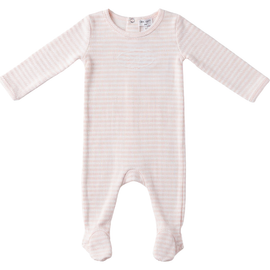 Little Fragile Little Fragile Girl Stripe Pointelle Long Sleeve Embroidered Romper and Hat Set