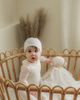 Little Fragile Little Fragile Girl Stripe Pointelle Long Sleeve Embroidered Romper and Hat Set - 2