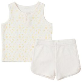 Little Fragile Little Fragile Modal Rib Trim Sleeveless Top and Elastic Waist Shorts 2 Piece Set