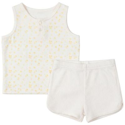 Little Fragile Little Fragile Modal Rib Trim Sleeveless Top and Elastic Waist Shorts 2 Piece Set