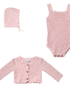 Little Fragile Little Fragile Scalloped Button Cardigan Romper & Knit Hat Set - 1
