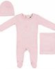 Little Fragile Little Fragile Soft Modal Rib Scalloped Binding Embossed Romper, Hat And Blanket Set - 1