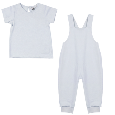 Little Fragile Little Fragile Tee and Cross Back Adjustable Strap Overall & Short Sleeve Top 2 Piece Set