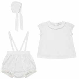 Little Fragile Little Fragile Woven Scalloped Lace Top and Adjustable Overall Shorts