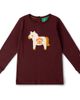 Little Green Radicals Little Green Radicals Folk Horse Applique Long Sleeve T-Shirt - 1