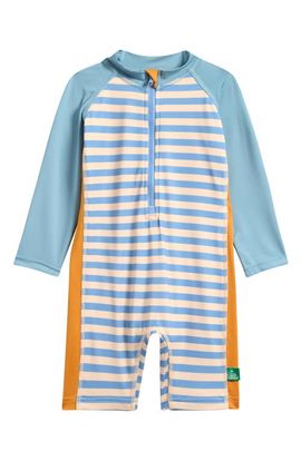 Little Green Radicals Little Green Radicals Kids' Stripe Colorblock Long Sleeve One-Piece Rashguard Swimsuit