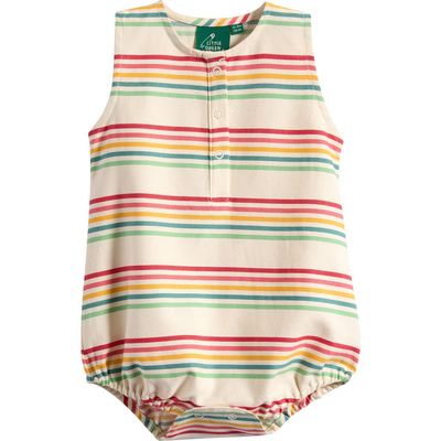 Little Green Radicals Little Green Radicals Stripe Organic Cotton Twill Bubble Romper