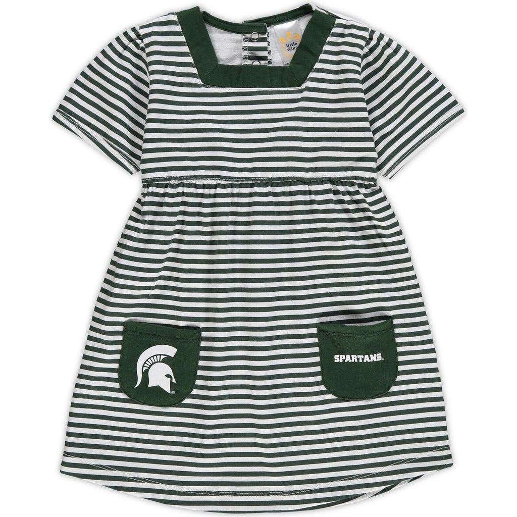 LITTLE KING LITTLE KING Girls Toddler Green Michigan State Spartans Striped Dress with Pockets 
