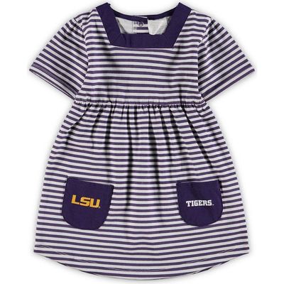 LITTLE KING LITTLE KING Girls Toddler Purple LSU Tigers Striped Dress with Pockets 