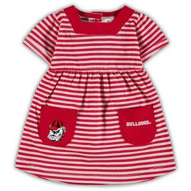 LITTLE KING LITTLE KING Girl's Toddler Red Georgia Bulldogs Striped Dress with Pockets 