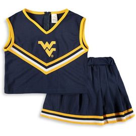 LITTLE KING LITTLE KING Girls Youth Navy West Virginia Mountaineers Two-Piece Cheer Set 