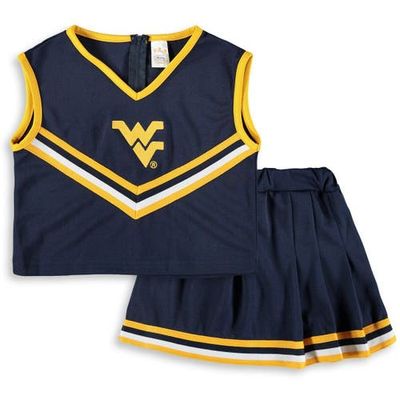 LITTLE KING LITTLE KING Girls Youth Navy West Virginia Mountaineers Two-Piece Cheer Set 