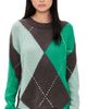Little Lies Little Lies Argyle Sweater Mint/Chocolate Brown - 1