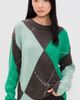 Little Lies Little Lies Argyle Sweater Mint/Chocolate Brown - 2