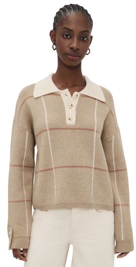 Little Lies Little Lies Checked Polo Sweater Beige