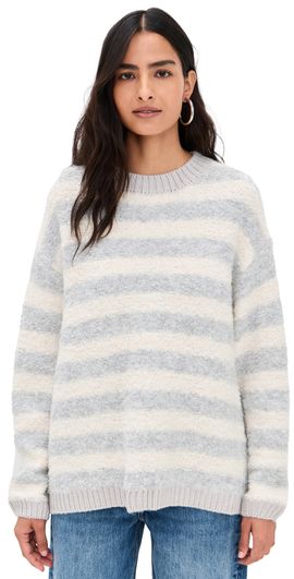 Little Lies Little Lies Contrast Yarn Stripe Sweater Grey/Cream Stripe S/M
