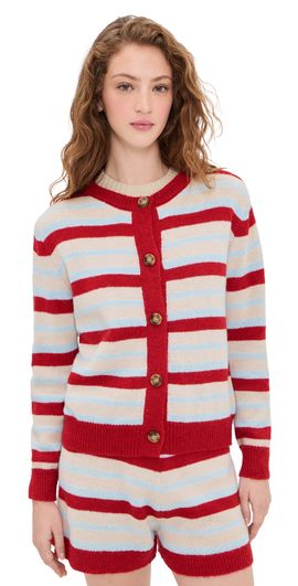 Little Lies Little Lies Millie Knit Cardigan Blue/Red Stripe