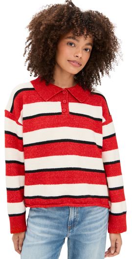 Little Lies Little Lies Sports Day Stripe Polo Red/White/Black Stripe