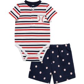 Little Me Little Me Baseball Bodysuit & Shorts Set