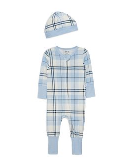 Little Me Little Me Boys' Blue Plaid Coverall and Hat