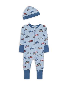 Little Me Little Me Boys' Colorful Cars Coverall and Hat