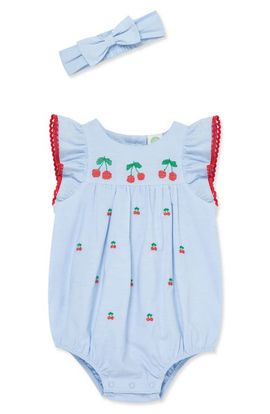 Little Me Little Me Cherries Bubble Bodysuit & Headband Set
