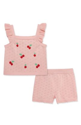 Little Me Little Me Cherry Pointelle Knit Tank & Shorts Set