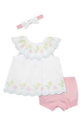Little Me Little Me Cotton Eyelet Dress, Bloomers & Headband Set