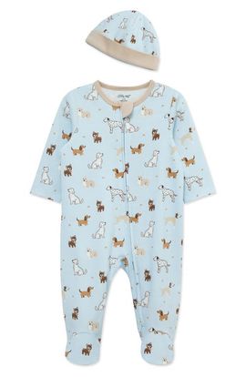 Little Me Little Me Dog Show Cotton Footie & Hat Set (Nordstrom Exclusive)