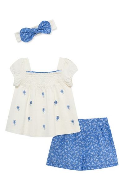 Little Me Little Me Embroidered Top, Shorts & Headband Set