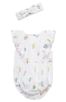 Little Me Little Me Eyelet Floral Bubble Bodysuit & Headband Set 