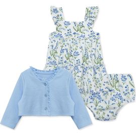 Little Me Little Me Floral Print Knit Dress & Cardigan Set
